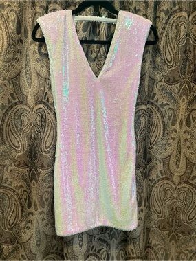 Forever 21 Iridescent White Sequin Mini Dress